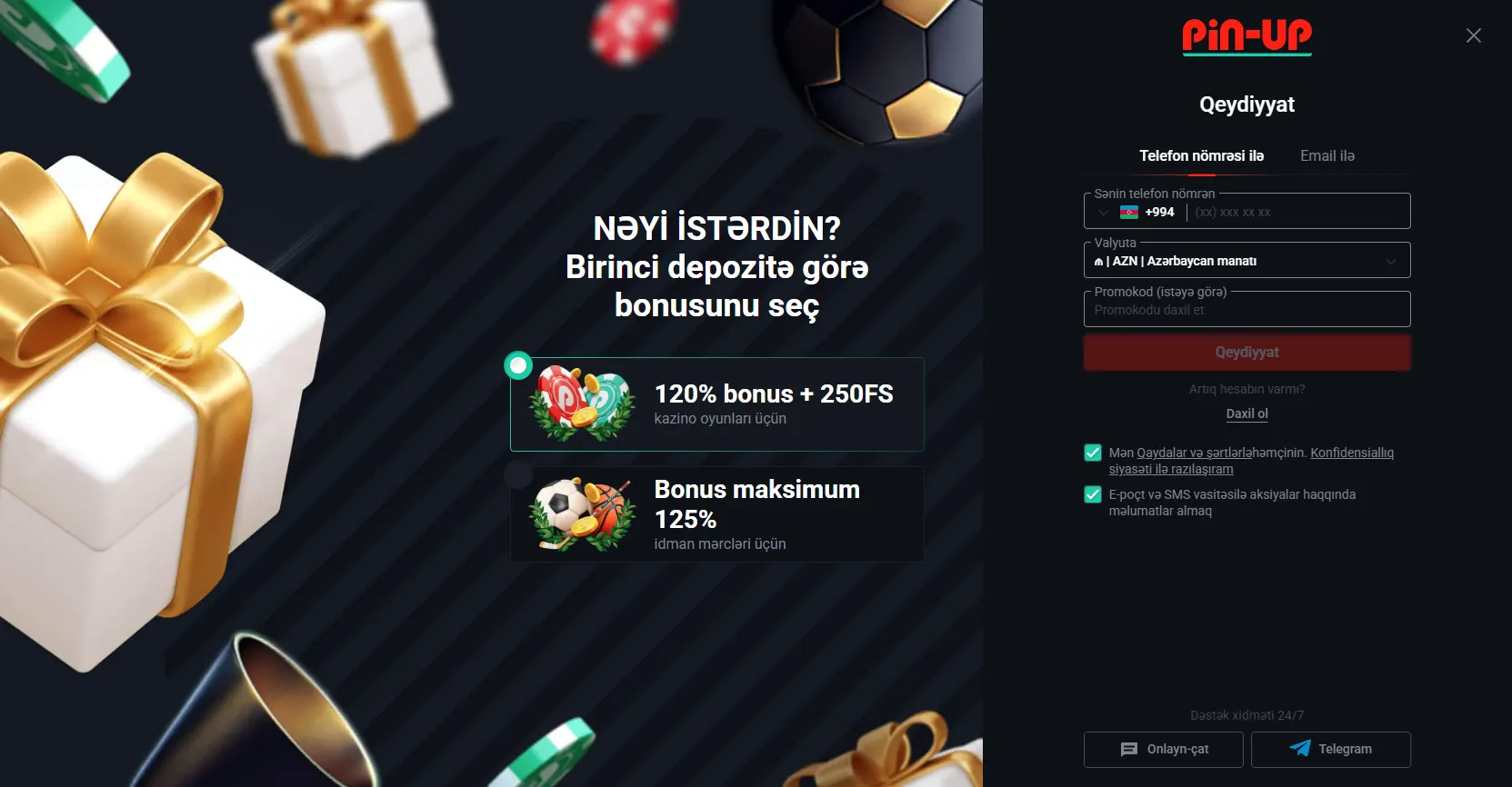 Pin Up casino girişi ilə hesabınıza daxil olun